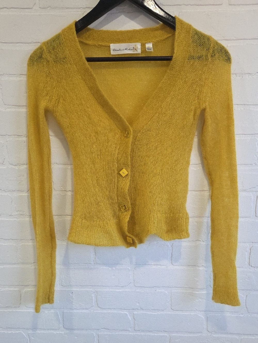 Charlie & Robin Mustard Yellow V‑Neck Button Cardigan